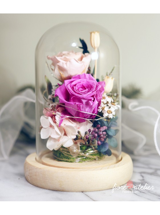 Preserved Flower Glass Dome with LED